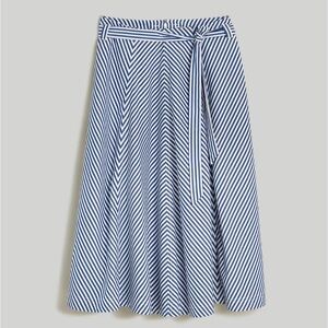 Madewell Poplin Flared Midi Skirt in Stripe